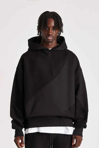 Daily Paper Yumuşak Dokulu Organik Pamuklu Split Cut And Sew Kapşonlu Sweatshirt Siyah