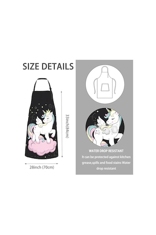Önlük, Kadınlar İçin Ayarlanabilir Boyunlu Önlük, Ev İçin Uygun Pop Art Tek Boynuzlu Atlar Uzay Elemanları, Diğer