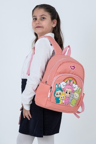 Pembe Labubu Figürlü Kız Çocuk Anaokulu Sırt Çantası Sevimli Desenli, Hafif Kreş Çantası Pembe