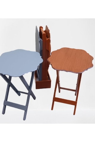 1448bng90089çanta Zigon St Sehpa Yonca Model Ahşap Mdf Ceviz-gri Renk Uyum Kutu Sevk El Yapım