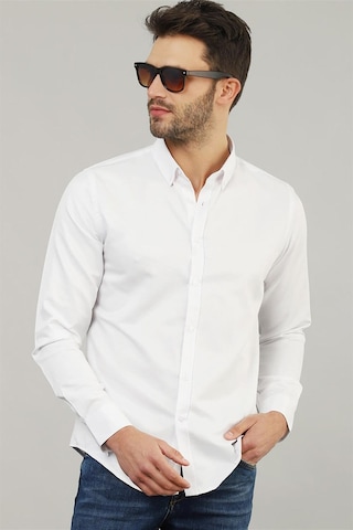 Tudors Slim Fit Dar Kesim Oxford Spor Erkek Gömlek-19310 Beyaz