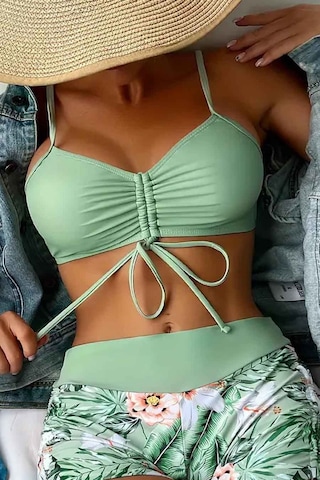 Angelsin Büzgü Ayarlı Bikini Üstü Yeşil