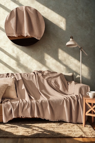 Pamuklu Kaymaz Koltuk Örtüsü&koltuk Şalı Çizgi Desenli 170x200