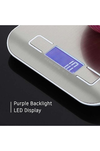 Geeroyoo Taşınabilir Hassas Mutfak Terazisi - 5kg Kapasite, Usb Şarj, Lcd Ekran, G/ml/oz/lb Birimleri, Fcc/ce/rohs Sertifikalı Gümüş