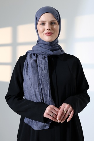 Kadın Tesettür Bambu Kraş Şal, Ütü Gerektirmeyen Doğal Hijab Başörtüsü 75x180 Cm - Füme