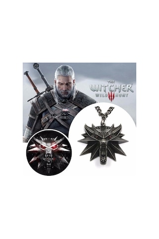 Herşey Nota Witcher Kurt Renkli Göz Renkli 3 Boyutlu Siyah Çelik Kolye