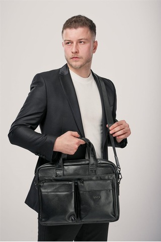 Ççs 71472 Hakiki Deri Evrak Çantası Siyah