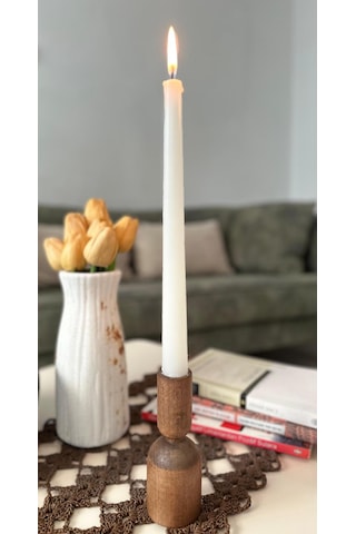 Sammwood Doğal Ahşap Şamdan , Mumluk Tekli Kayın Ağacından