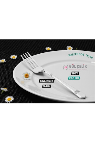 12 Kişilik Yemek Çatalı Alvina Model 304 Kalite 18/10 Paslanmaz Çelik 304 Paslanmaz Çelik