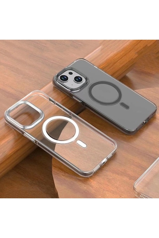 Apple Uyumlu iPhone 15 Kılıf Zore Wireless Şarj Özellikli Şeffaf Efsane Kapak