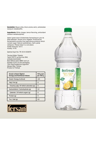 Ferfresh Beyaz Sirke 2 Lt Pet Limon Aromalı