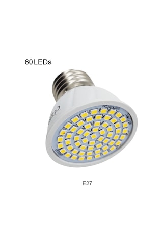 Konesam 220v Led Isık Kaynağı E27 Tutucu 60 Led 2835 250lm 3w 2800-3200k Sıcak Beyaz Plastik Spot Işık