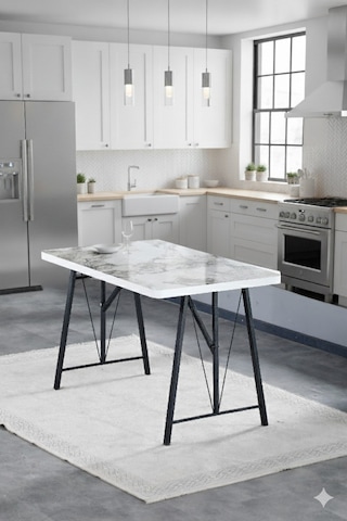 Elfin 70x110cm Sabit Efes Yemek Masası, Yemek Masası Takımı, Mutfak Masası, 4 Siyah Sandalye Siyah