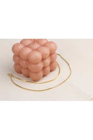 Glorria Gümüş Küp Zincir Kolye Sarı