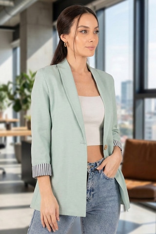 Armonika Kadın Mint Kol İçi Çizgili Tek Düğmeli Ceket Arm-22k001122