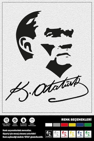 Atatürk Resim Ve İmza Stıcker 30 X 33 Cm