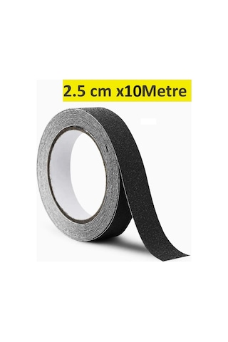 Merdiven Zemin Rampa İçin Yapışkanlı Kaydırmaz Bant Siyah 2.5 CM x 10 M - 9017895497212