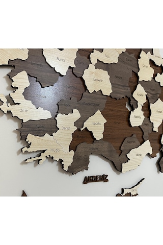3 Boyutlu Tablo Ahşap Mdf Dekoratif Detaylı Türkiye Haritası Du