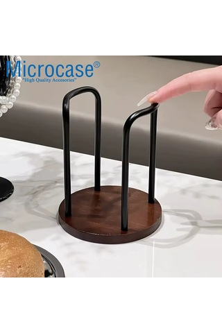 Microcase Ahşap Görünümlü Bardak Tutucu Düzenleyici Tek Bölmeli Al5435 Siyah