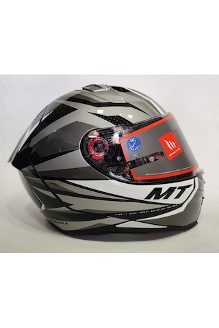 MT Kask Revenge 2 Kley B0 Parlak Gri - Şeffaf Vizörlü