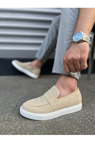 Jy180 Estilo X Bağcıksız Süet Erkek Günlük Spor Klasik Ayakkabı Sbt - Krem Krem