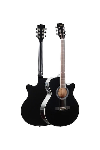 Midex XC-300XBK-EQ Profesyonel Siyah Elektro Akustik Gitar 4/4 Yetişkin Üst Segment (Gigbag Çanta Tuner Capo Askı Jak Kablo Pena)