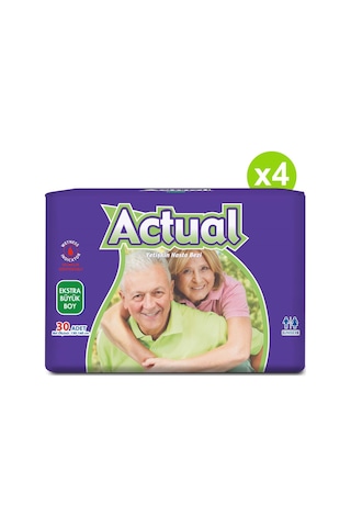 Actual Extra Büyük Boy Yetişkin Hasta Bezi XL Beden 4 x 30'lu