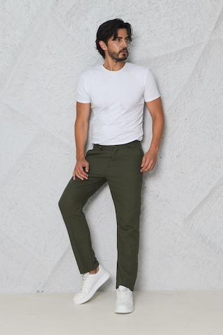 Blayn Jeans Erkek Fileto Cepli Yazlık Keten Pantolon Haki Yeşil