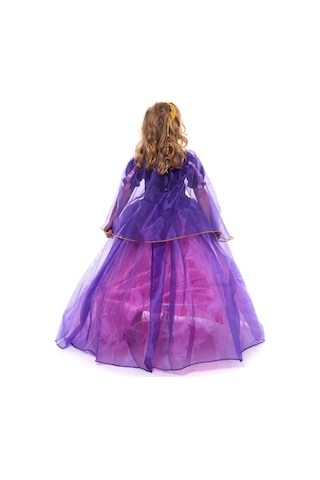 Moda Sitesi Taçlı - Pelerinli - Tarlatanlı Rapunzel Kostüm Mor
