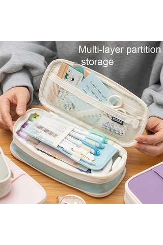 Willowhaven Macaron Kırtasiye Kutusu, Çift Katmanlı, Koyu Mavi, Geri Çekilebilir, Büyük Kapasiteli Kalem Kutusu Koyu Mavi