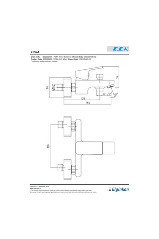 Eca Tiera Banyo Bataryası Armatürü 102102469