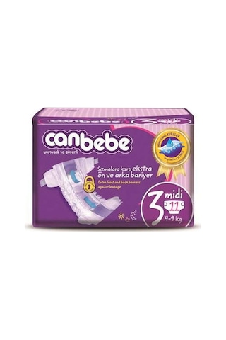 Canbebe Bebek Bezi Kilit Sistemli 3 Numara Midi Deneme Paketi 11 Adet