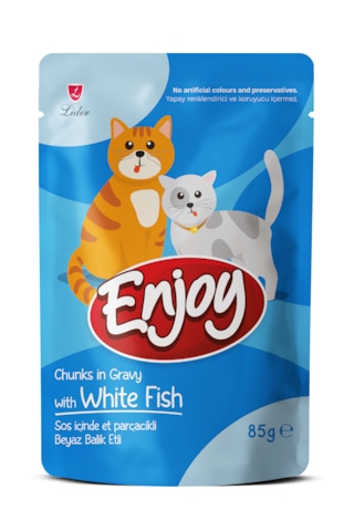 Enjoy Balıklı Kedi Pouch Yaş Mama 85gr X 22 Adet Enjoy Balıklı Kedi Pouch Yaş Mama 85gr X 22 Adet