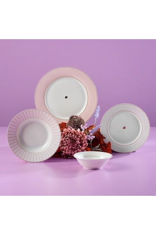 Jumbo Navy 24 Parça 6 Kişilik Yemek Takımı Pink Pembe