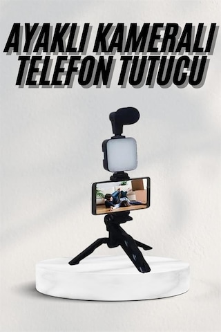 Gld-spt- Telefon Tutucu Led Işıklı Kumandalı Mikrofon Telefon Vlog Video Kayıt