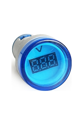 Mini Dijital Voltmetre 22mm Ac 60-500v Led Mavi Işık