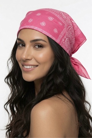 Mollycrush Unisex Pembe Şal Desenli Fular Günlük Saç Aksesuarı Boyunluk Ve Outdoor Bandana Şeker Pembe