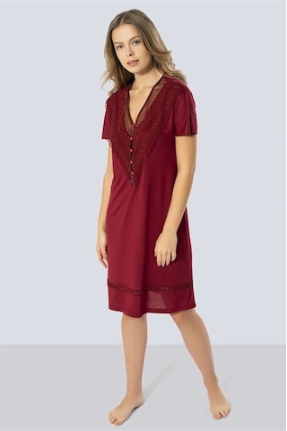 Türen 3282 Güpürlü V Yaka Gecelik - Bordo Bordo