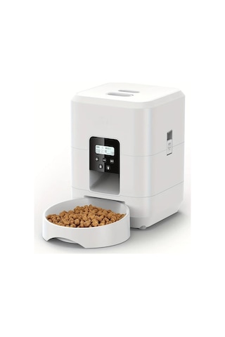 Honeybeeshop Beyaz 2 Litre Otomatik Evcil Hayvan Besleyici Dokunmatik Ekranlı Kuru Mama Makinesi