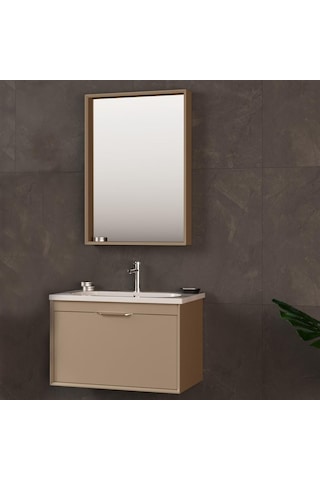 Orka Clay 80 Cm Mdf Sahra Banyo Dolabı Alt Modül Ve Lavabo Çok Renkli