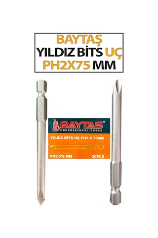 Yıldız Bits Vidalama Ucu Baytaş Ph2x75 Mm 1 Adet