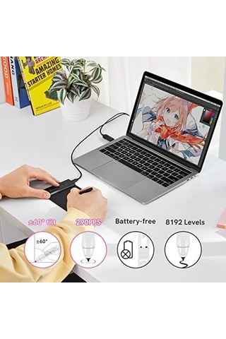 Osu Tablet Grafik Tablet Vk430 4x3 İnç, Pilsiz Stylus 290rps Raporlama Hızı, 8192 Baskı Hassasiyeti Ve 4 Kullanılabilir Tuş, Windows//mac/chrome Os İle Uyumlu
