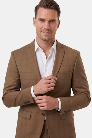 Deep Sea Deepsea Kahve Slim Fit Ekose Desenli İtalyan Kesim 2 Li Erkek Takım Elbise 2300202 Kahverengi