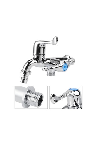 Bosphorusboutique02 Boyouyou Çift Ağızlı Saplı Musluk, G1/2 Mor, Çamaşır Makinesi Lavabo Banyo, Çok Amaçlı, Krom Abs Mor