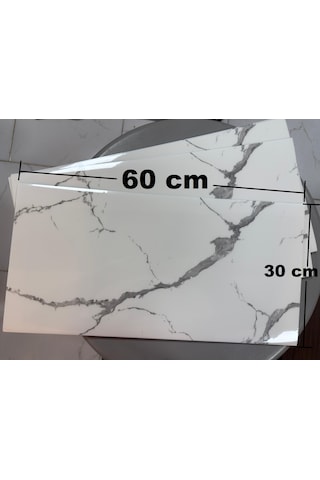 6 Adet Kendinden Yapışkanlı Dekoratif Esnek Köpük Beyaz Pvc Mermer Panel 60x30 0,18 M² Mutfak Banyo Wc Gri