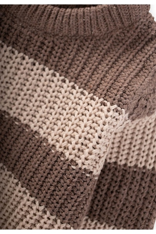 Selanik Çizgili Triko Kazak 2-8 Yaş Vizon Vizon