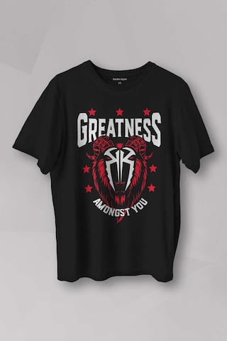 Unisex Tişört Greatness Roman Reigns Gym Spor Fitness Siyah Baskılı T-shirt 001