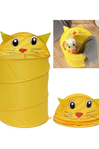 Çok Amaçlı Katlanır Oyuncak Filesi Hayvan Desenli Pratik Sepet Çok Renkli