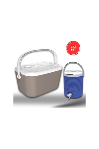 Buzluk Termos Set-30 Lt Buzzy Buzluk Termos 1178 Cooler Box + +6.5 Lt Erciyes Piknik Termos 1403 Cooler Jug Bej