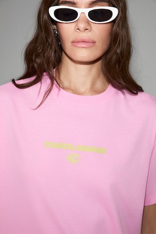 Grımelange Fıneste Kadın Yumuşak Kumaşlı %100 Organik Pamuklu Baskı Detaylı Pembe T-shirt